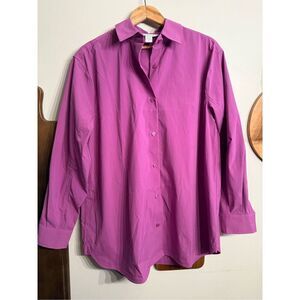 Athleta Purple Performance Oversized Poplin Top Jazzy Button-Up Shirt Size Small